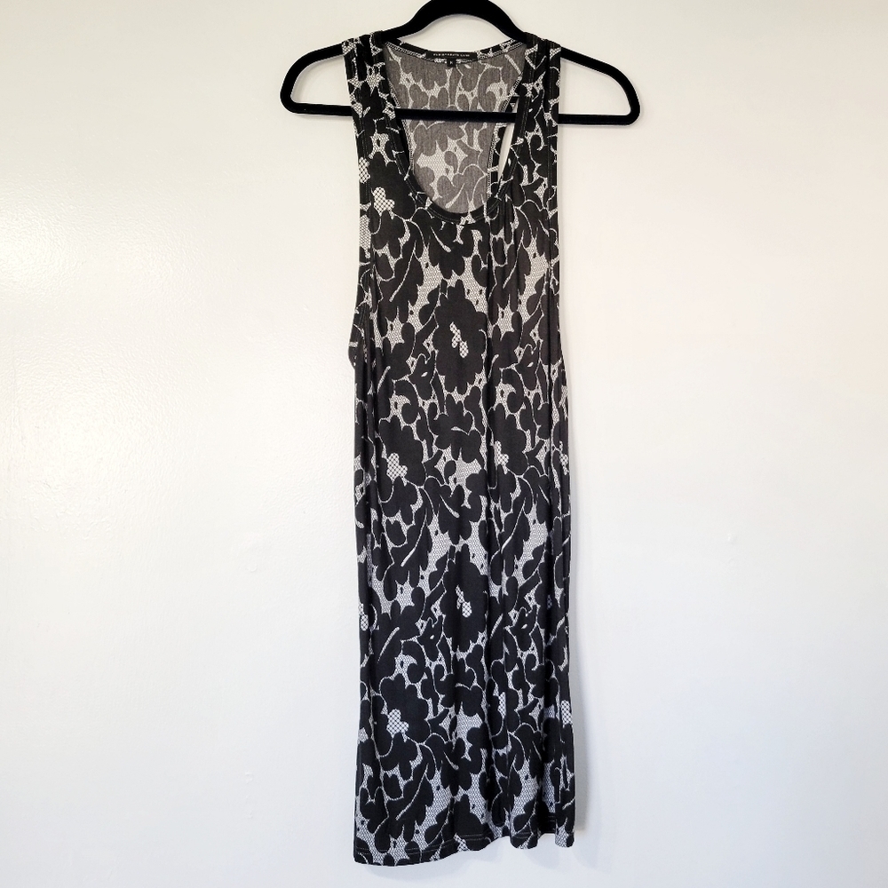 Christopher Kane Black and White Sleeveless Floral Print Vest Dress Size M